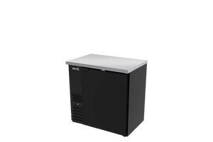 REFRIGERADOR DE CONTRA BARRA EN VINYL NEGRO 1 PUERTA SOLIDA CERRADURA EN PUERTA + LUZ INT. SLIM LINE. ABBC-24-36 HC