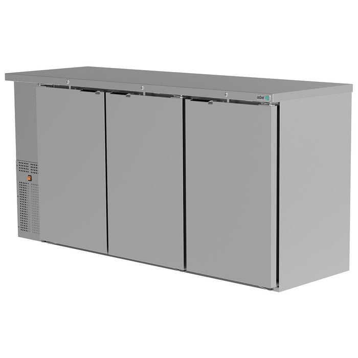 REFRIGERADOR DE CONTRA BARRA EN A.I. 3 PUERTAS SOLIDAS CERRADURAS EN PUERTAS LUZ INT. SLIM LINE. ABBC-24-72-S HC